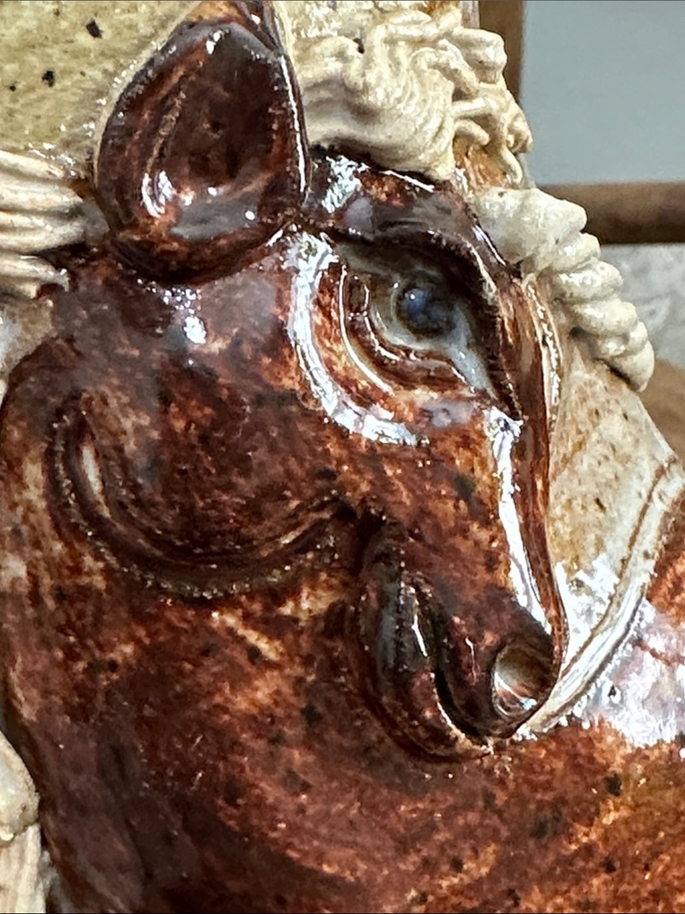 Vintage John Coiner Art Pottery Handmade Figural Unicorn Horse Mug Vessel - Picture 3 of 17